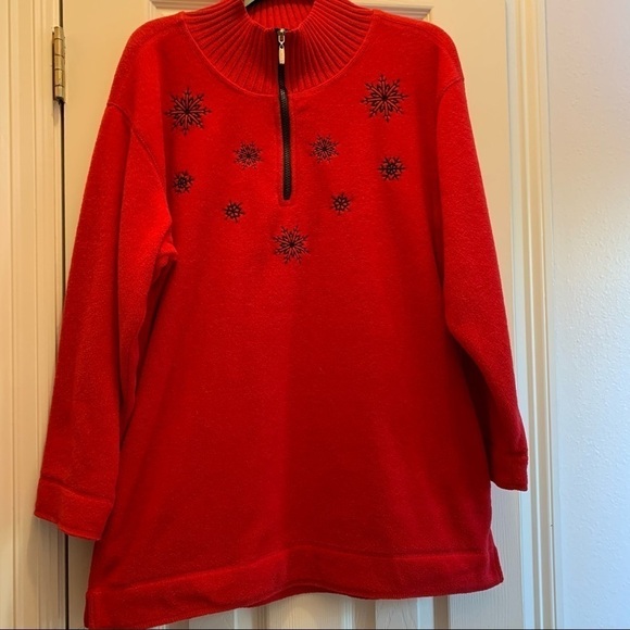 CATALINA sportswear 1/4 zip long sleeve fleece jacket winter holiday snowflake - Picture 2 of 10
